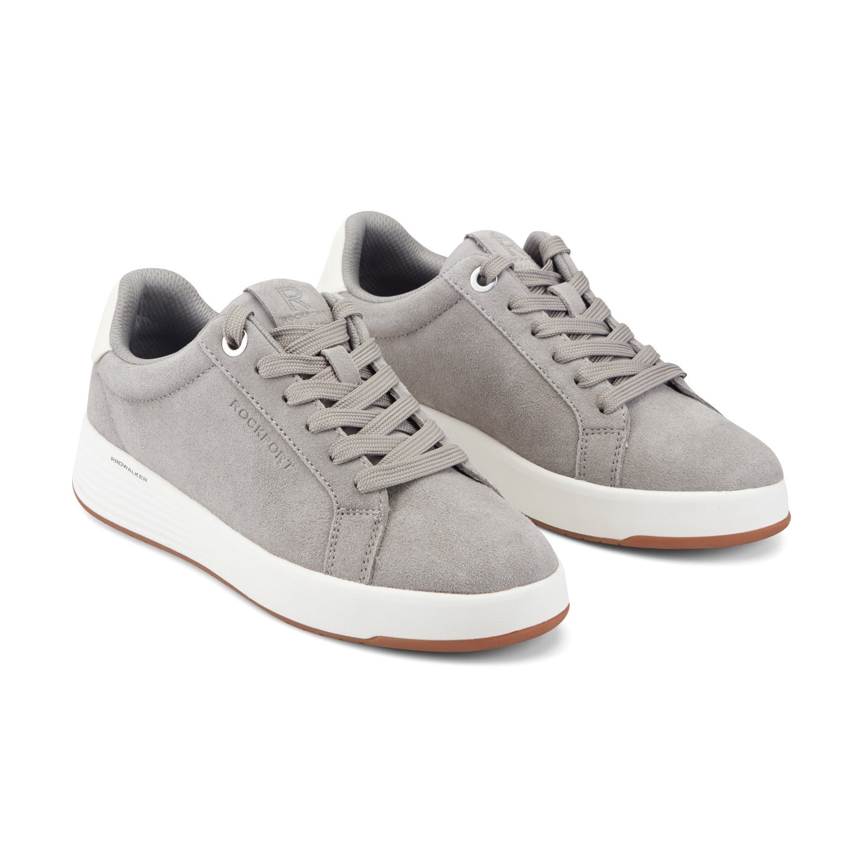 Women Rockport ProWalker Elara Lace-up Casual Sneakers Medium Gray Suede