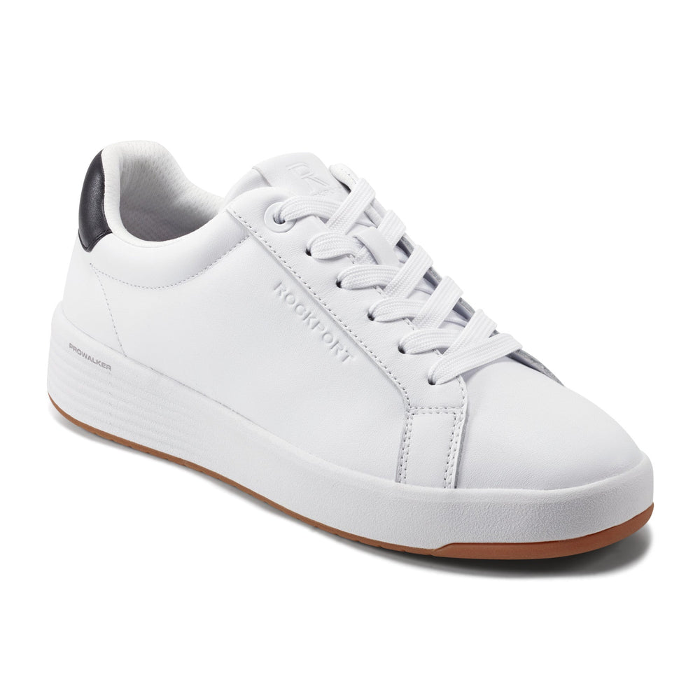Women Rockport ProWalker Elara Lace-up Casual Sneakers White Leather