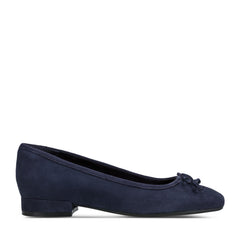 Women Rockport Sadie Square Toe Slip-on Ballet Dress Flats Dark Blue Suede